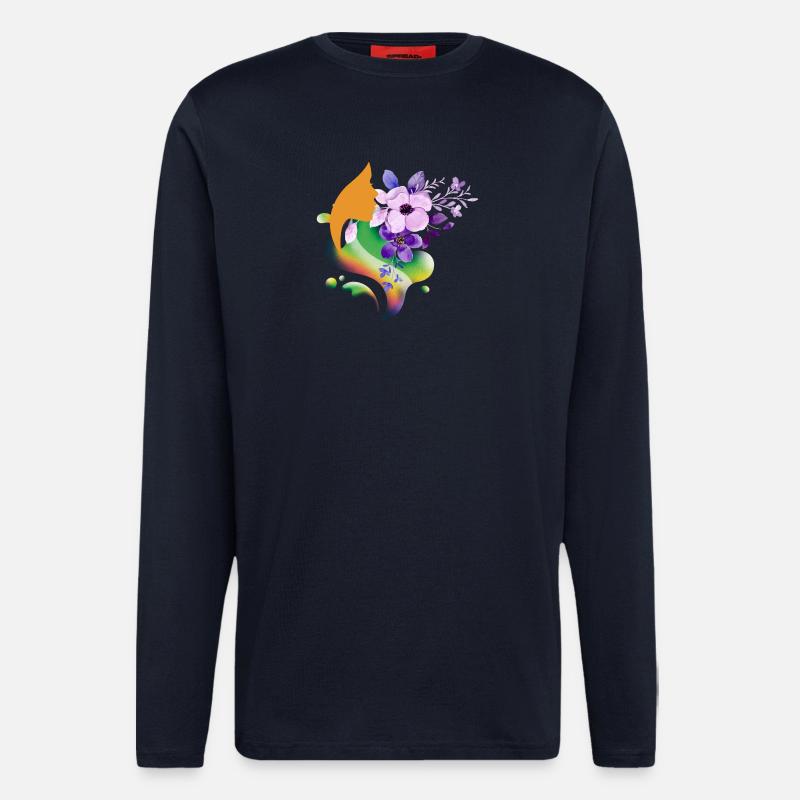 Blumenregenbogen-Silhouette - Langarmshirt - made by SPREAD  - DARK NAVY