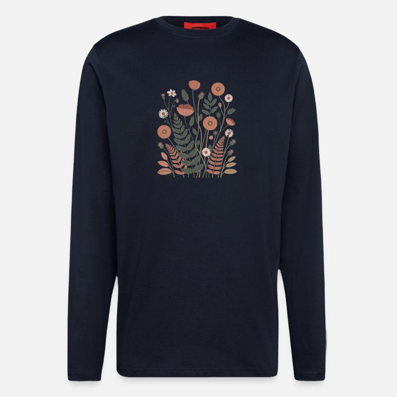 Boho Blumen – Blühende Harmonie - Langarmshirt - made by SPREAD  - DARK NAVY