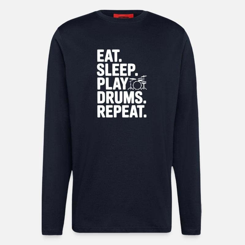 Eat. Sleep. Play Drums. Repeat. - Longsleeve - made by SPREAD  - DARK NAVY