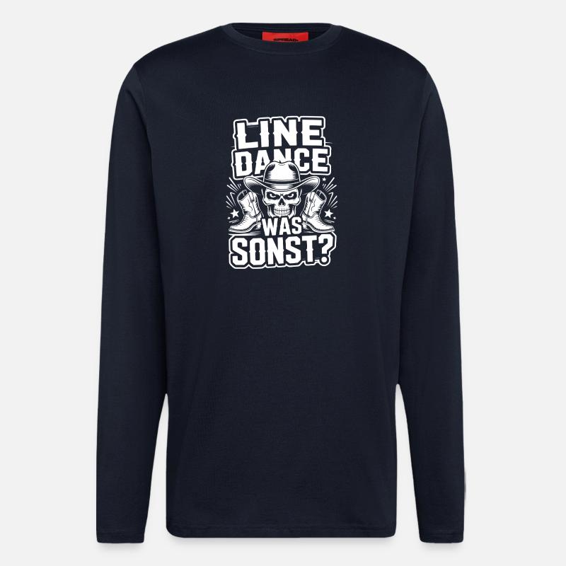 Line Dance Totenkopf Cowboy - Langarmshirt - made by SPREAD  - DARK NAVY