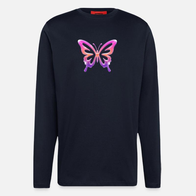 Neon-Schmetterling Gradient - Langarmshirt - made by SPREAD  - DARK NAVY