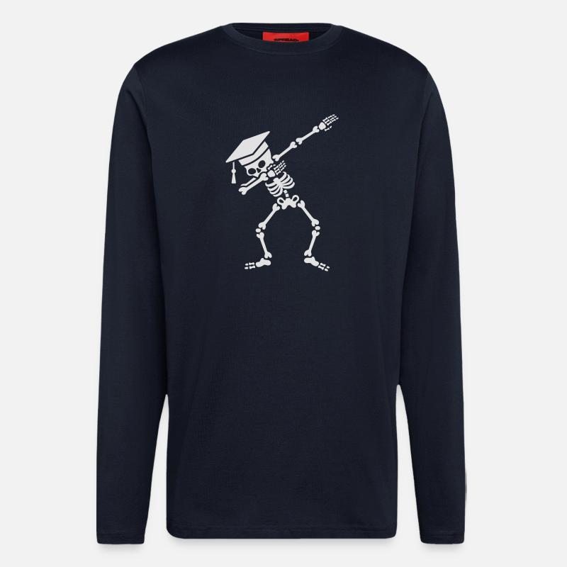 Dab skeleton dabbing student - pass exams - Manches longues bio décontracté fabriqué en UE - DARK NAVY
