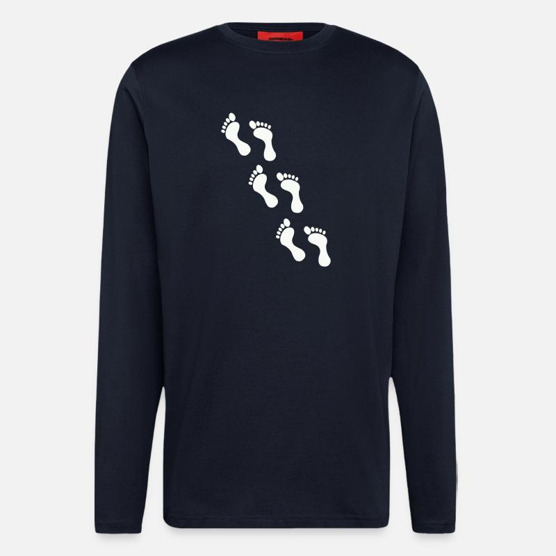 Small footprints on black - Longsleeve - made by SPREAD  - DARK NAVY