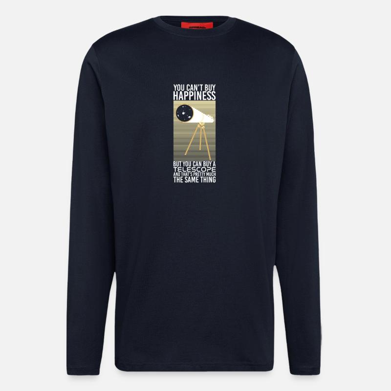 Astronomy Telescope Gift Science - Manches longues bio décontracté fabriqué en UE - DARK NAVY