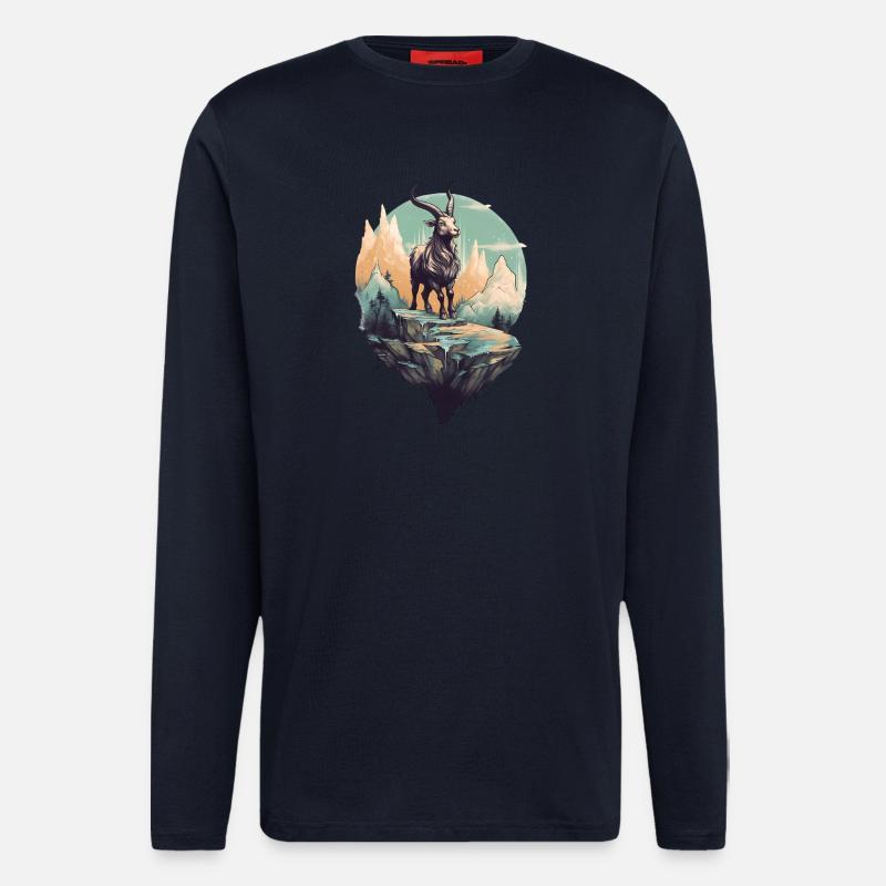 Mythical mountain goat on Flyerfelsen - Longsleeve - made by SPREAD  - DARK NAVY