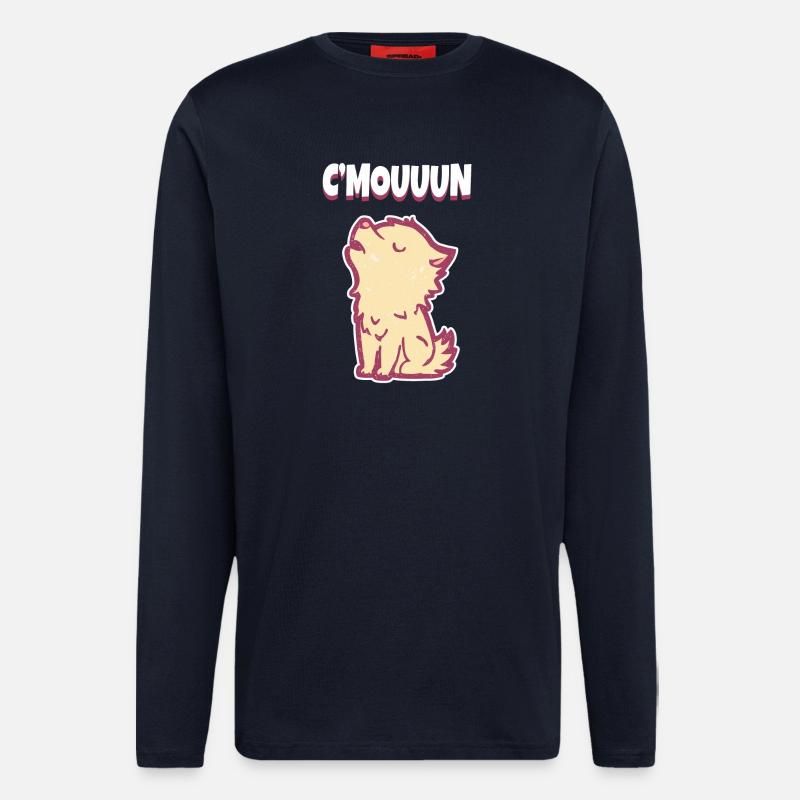 C’MON Howling Wolf Motivation - Manches longues bio décontracté fabriqué en UE - DARK NAVY