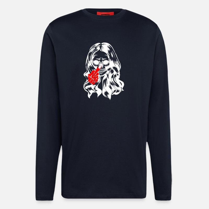 Cool Gothic Lady Skull - Longsleeve - made by SPREAD - DARK NAVY