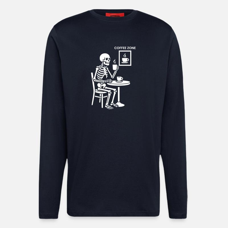 Skelett-Kaffee-Zone - Langarmshirt - made by SPREAD  - DARK NAVY