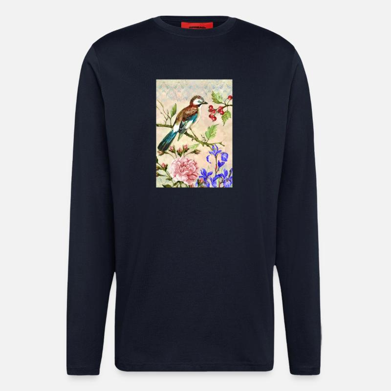 Bunter Vogel - Langarmshirt - made by SPREAD  - DARK NAVY