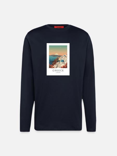 Santorini Sunset Coastal View - Longsleeve - made by SPREAD  - DARK NAVY