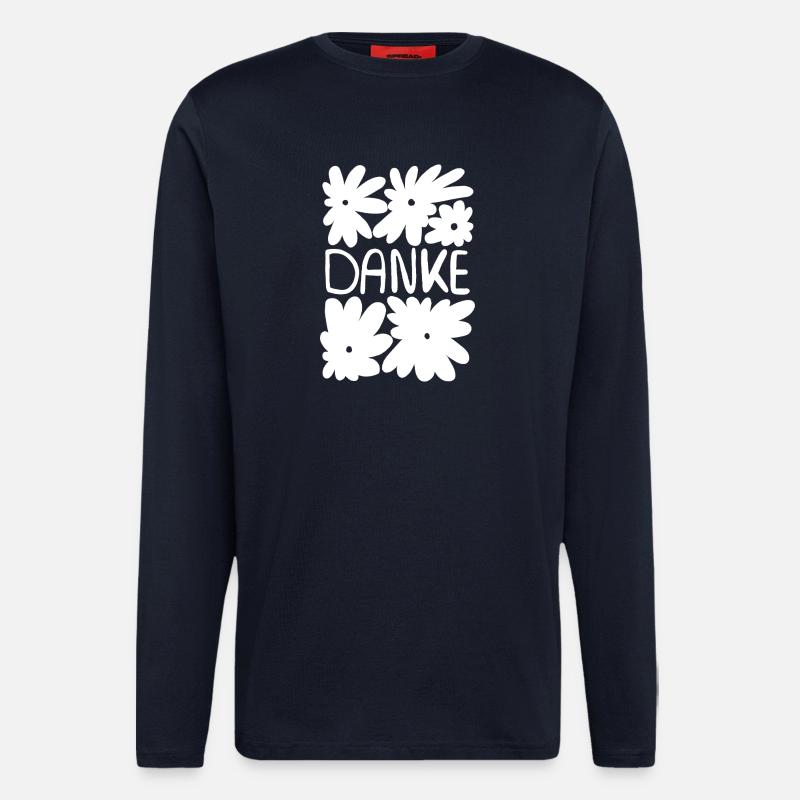 Danke - weiße Blumen - Langarmshirt - made by SPREAD  - DARK NAVY