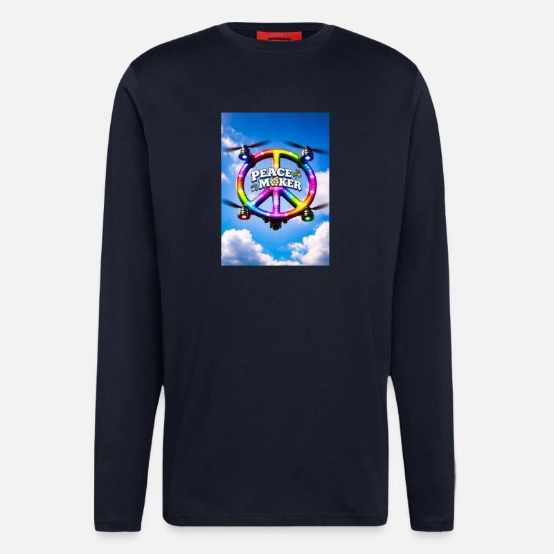Peace Maker Rainbow LED Ring - Longsleeve - made by SPREAD  - DARK NAVY