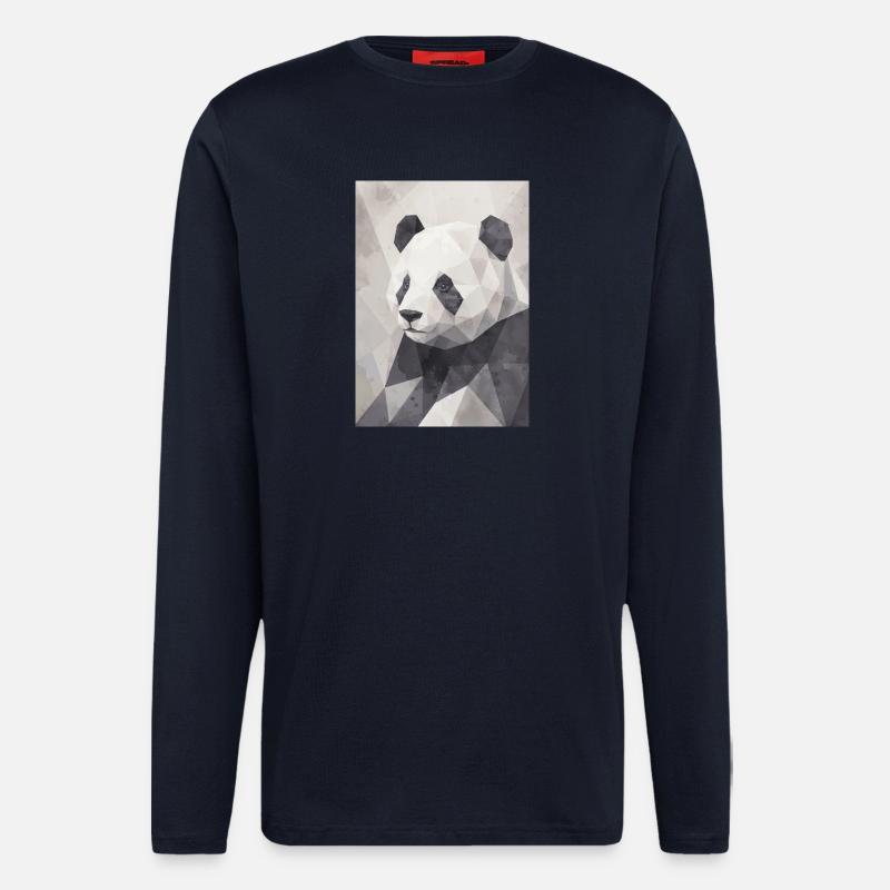 Geometrischer Panda Polygon Art - Langarmshirt - made by SPREAD - DARK NAVY