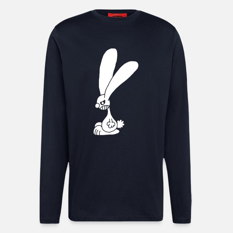 Grumpy white rabbit - Longsleeve - made by SPREAD  - DARK NAVY