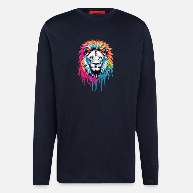 Bunter Löwenkopf - Langarmshirt - made by SPREAD  - DARK NAVY