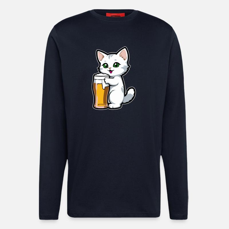 Katze mit Bier - Langarmshirt - made by SPREAD - DARK NAVY