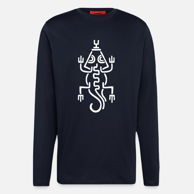 Stammes-Weiße Eidechse - Langarmshirt - made by SPREAD  - DARK NAVY