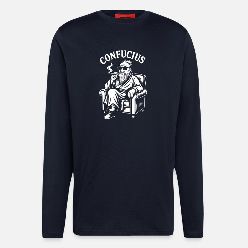 Konfuzius Lounge Bart Zigarre - Langarmshirt - made by SPREAD  - DARK NAVY
