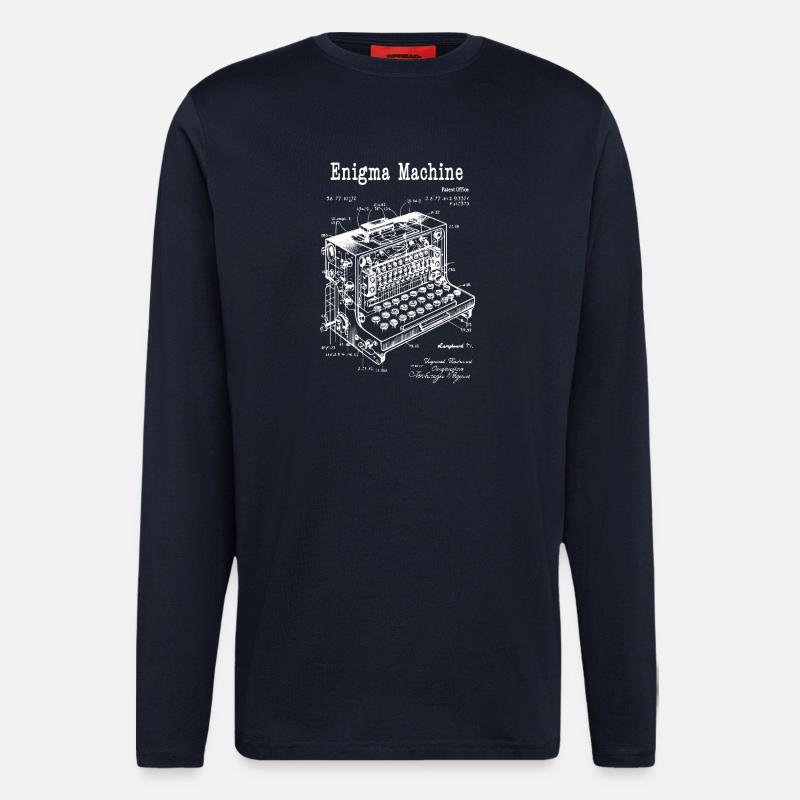 Enigma-Maschinenbauplan - Langarmshirt - made by SPREAD  - DARK NAVY