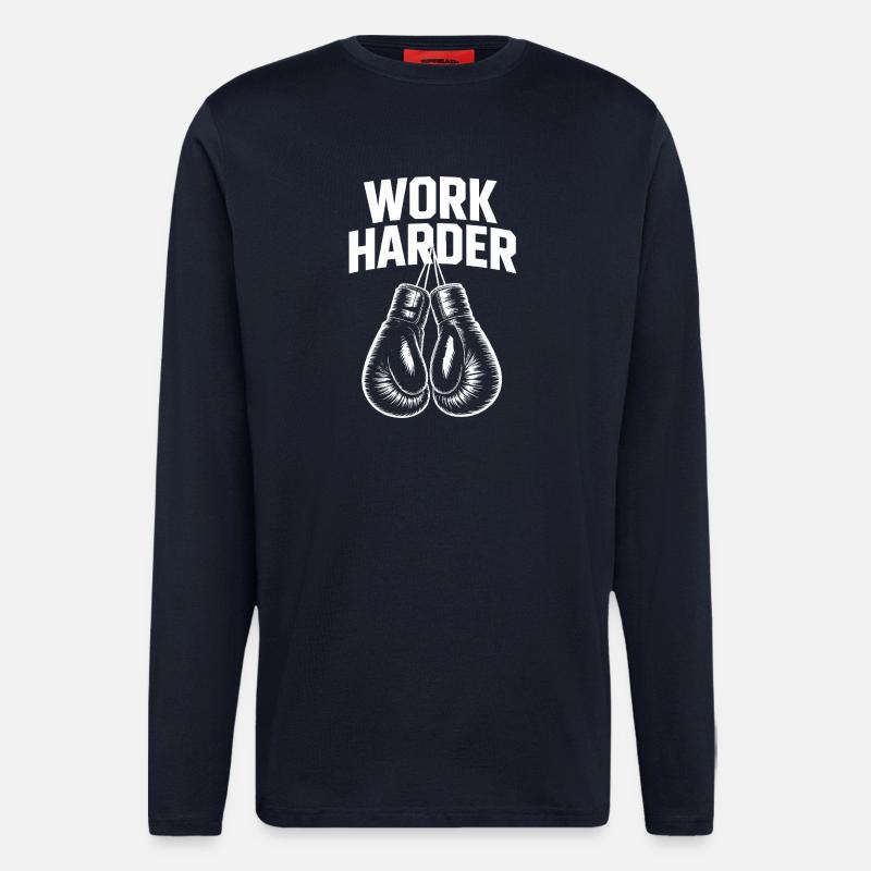 Work härter – Cool Boxing Motivations-Tee - Langarmshirt - made by SPREAD  - DARK NAVY