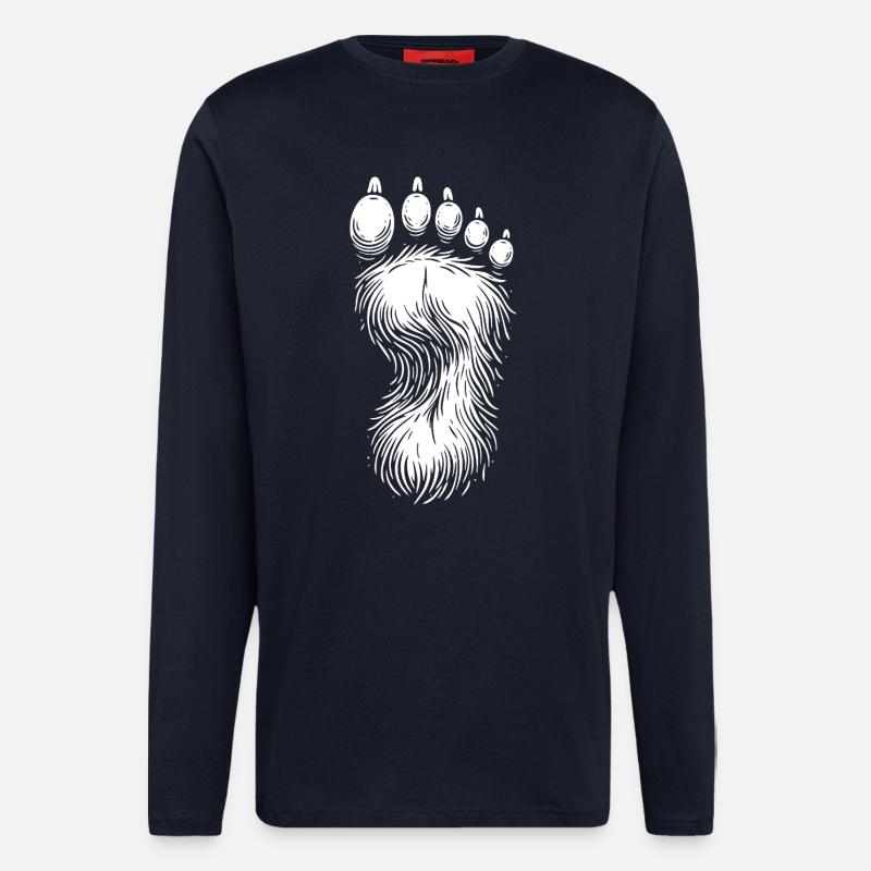 Conception cool de l’empreinte Bigfoot - Manches longues bio décontracté fabriqué en UE - DARK NAVY