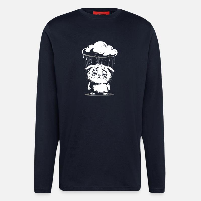 Sad Cat - Retro Comic Kitten - Longsleeve - made by SPREAD  - DARK NAVY