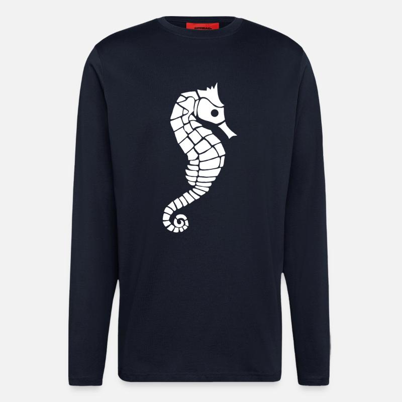 Weißes Seepferdchen - Langarmshirt - made by SPREAD  - DARK NAVY