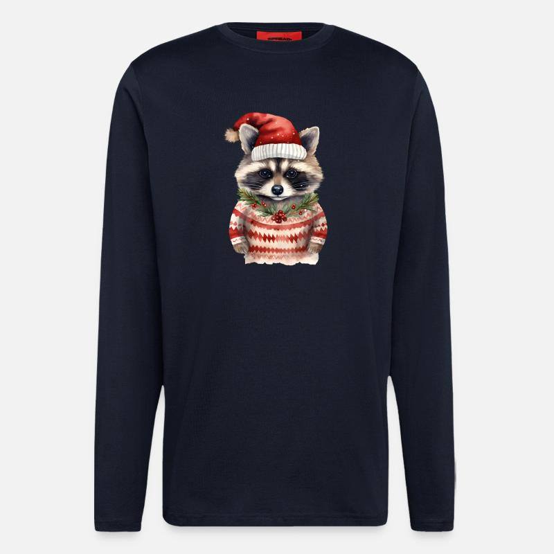 Waschbär Weihnachtspullover - Langarmshirt - made by SPREAD  - DARK NAVY