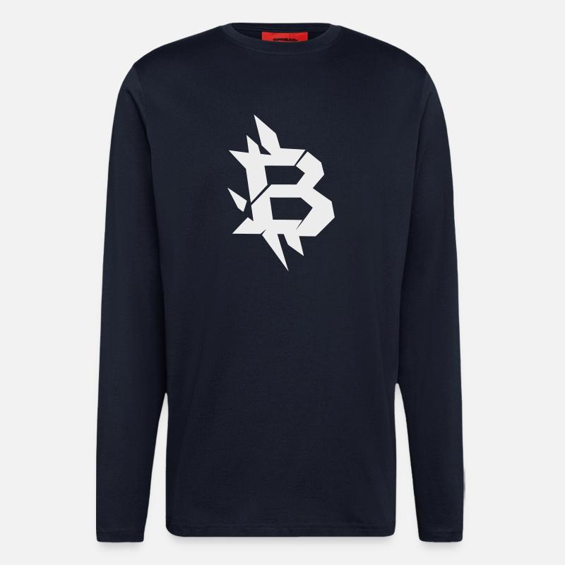 Bitcoin B kantiges Design - Langarmshirt - made by SPREAD  - DARK NAVY