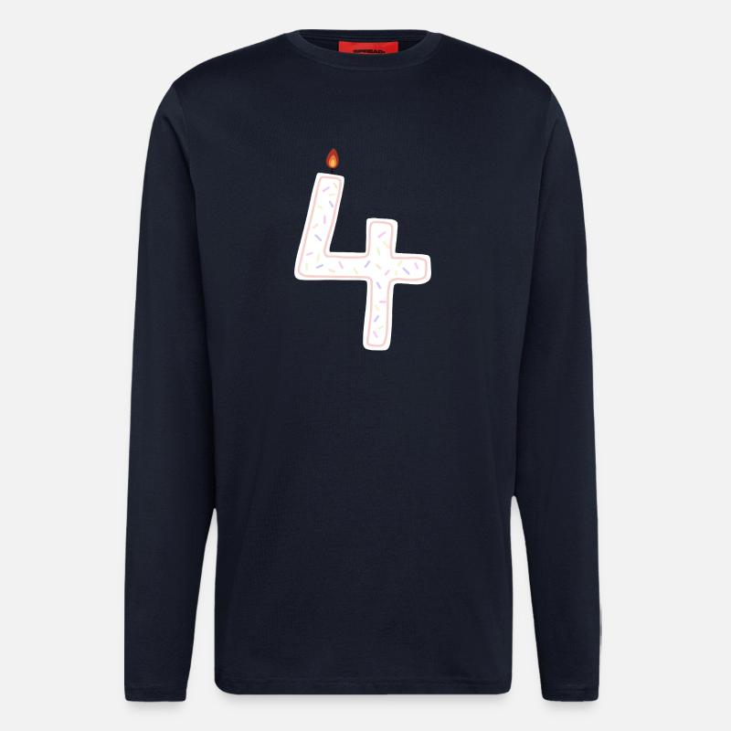 Conception de bougie festive numéro quatre - Manches longues bio décontracté fabriqué en UE - DARK NAVY