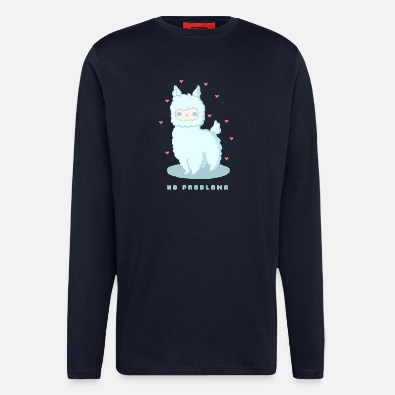 No Problama - Conception amusante de lama - Manches longues bio décontracté fabriqué en UE - DARK NAVY