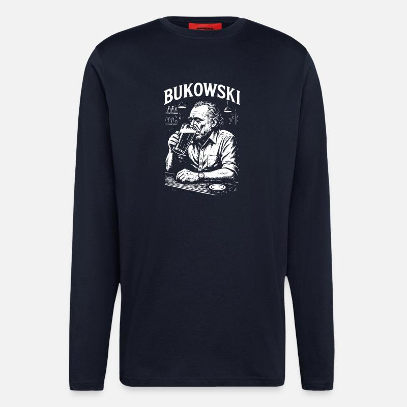 Charles Bukowski Bar Portrait - Longsleeve - made by SPREAD  - DARK NAVY