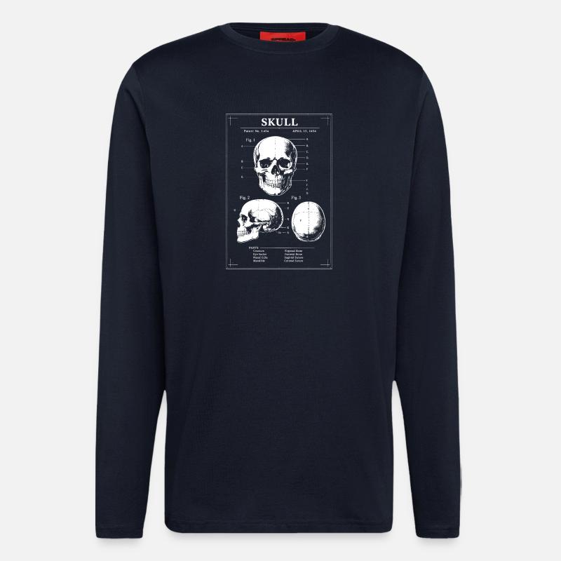 Röntgenschädel-Bauplan - Langarmshirt - made by SPREAD  - DARK NAVY