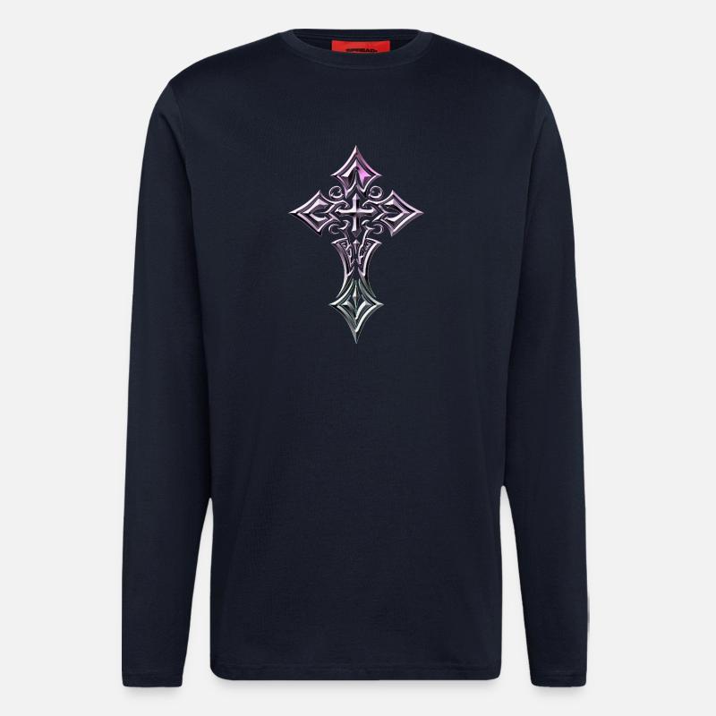 Irisierendes gotisches Kreuz - Langarmshirt - made by SPREAD - DARK NAVY