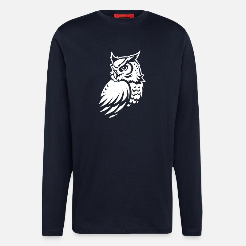 Wachsame Eule – Tattoo Silhouette - Langarmshirt - made by SPREAD  - DARK NAVY