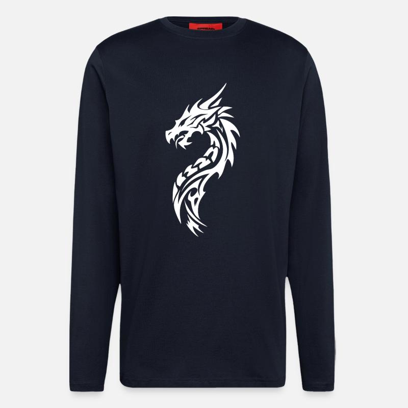 Tribal Drache Silhouette - Langarmshirt - made by SPREAD  - DARK NAVY