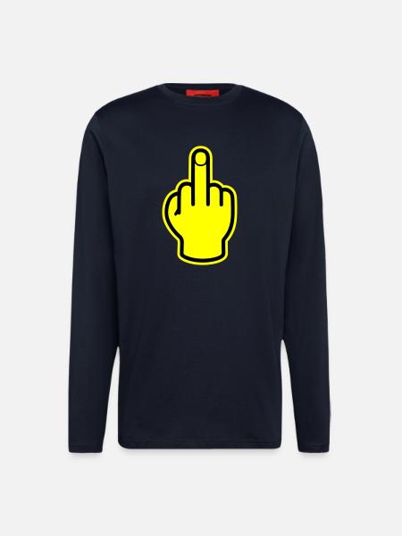 Middle Finger Hand Provocative - Longsleeve - made by SPREAD  - DARK NAVY