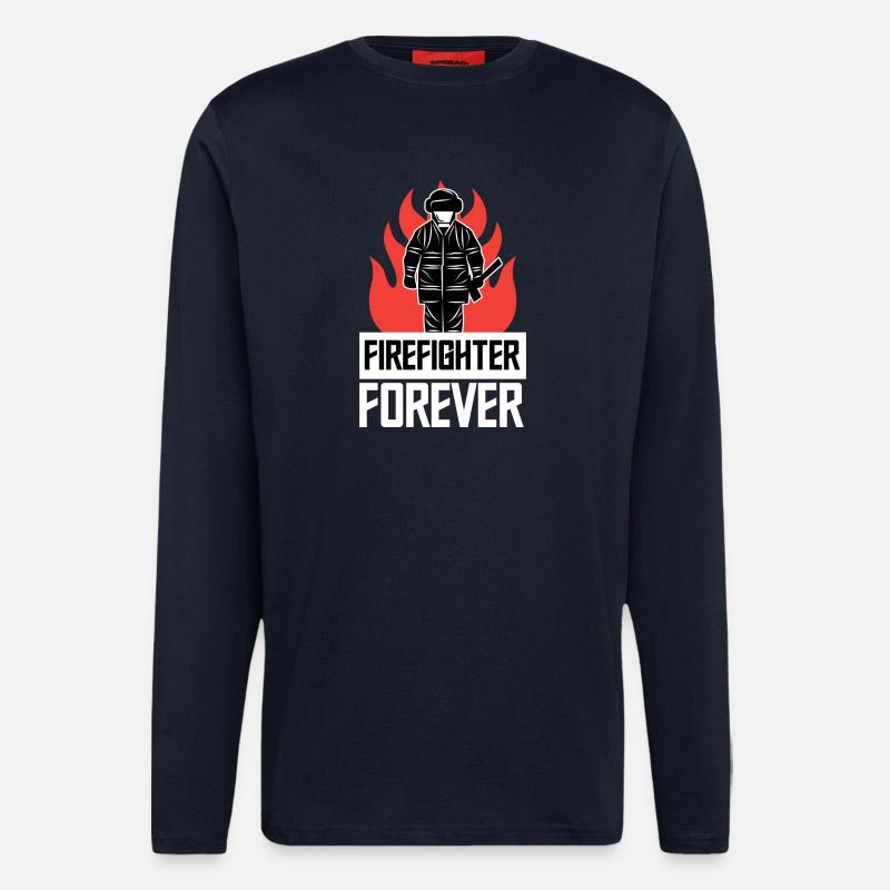 Firefighter Firefighter Fire Statement Rescuer - Longsleeve - made by SPREAD  - DARK NAVY