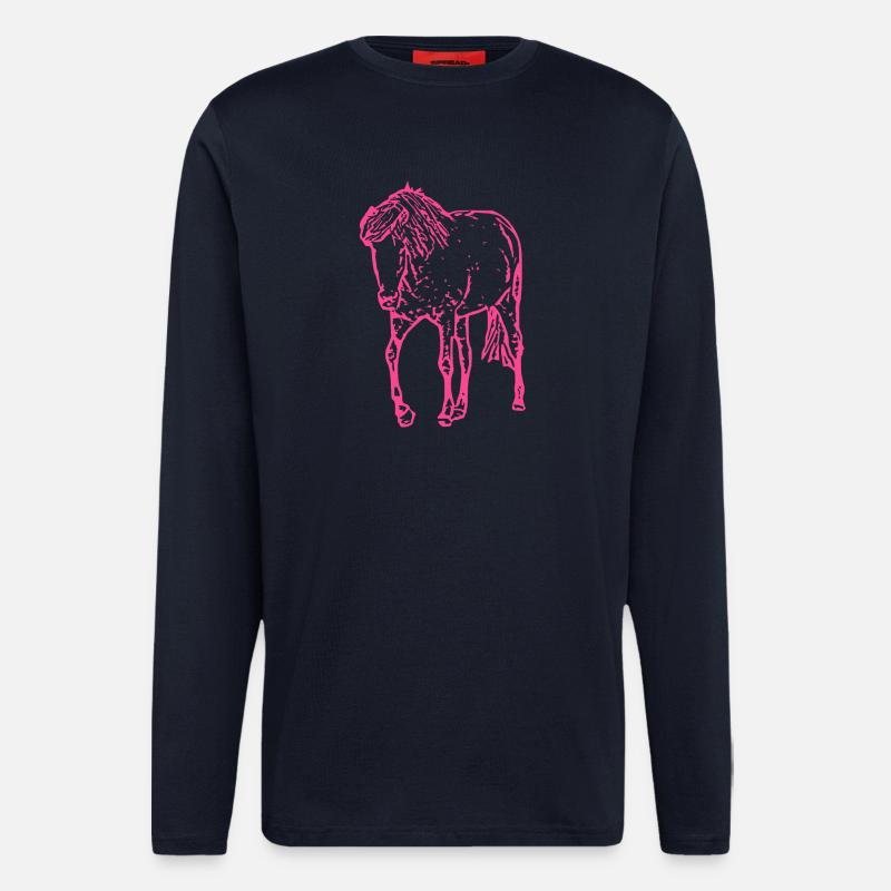 Pferd rosa pink - Langarmshirt - made by SPREAD  - DARK NAVY