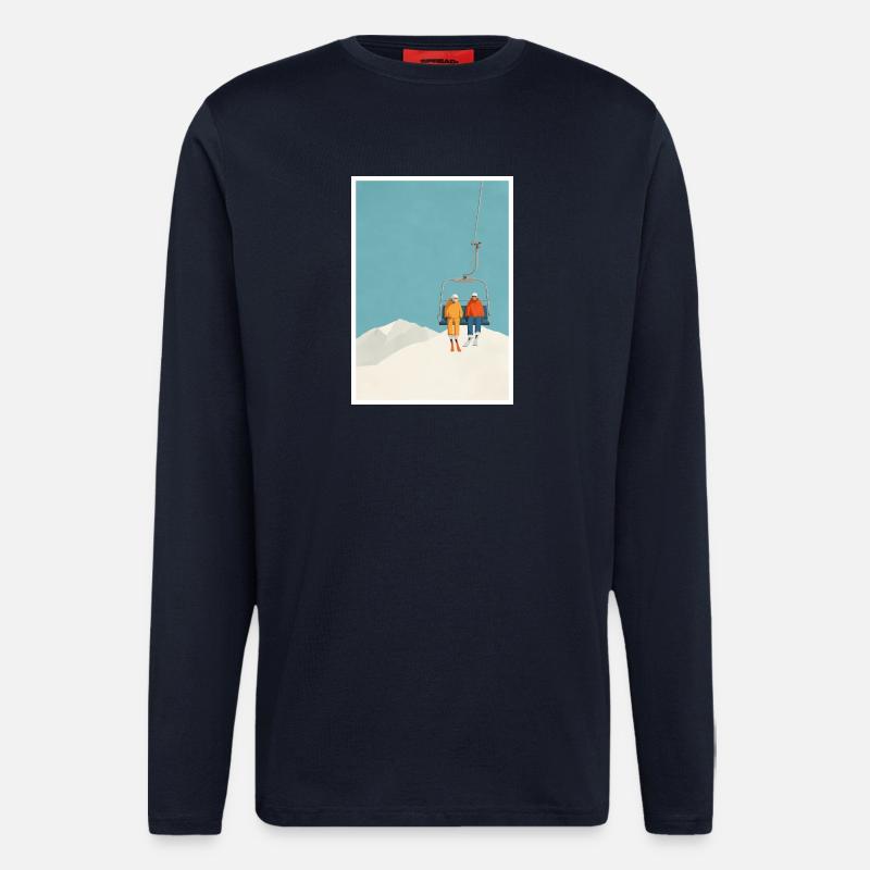 Schneebedecktes Skilift-Duo - Langarmshirt - made by SPREAD - DARK NAVY