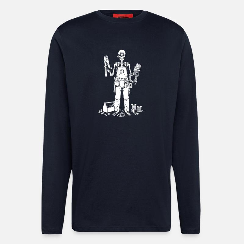 Skelett-Elektriker mit Toolkit - Langarmshirt - made by SPREAD  - DARK NAVY