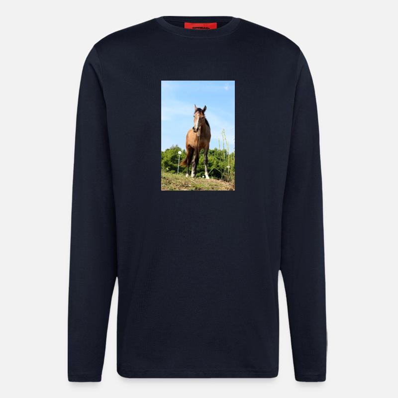 Affiche Cheval Cheval - Manches longues bio décontracté fabriqué en UE - DARK NAVY