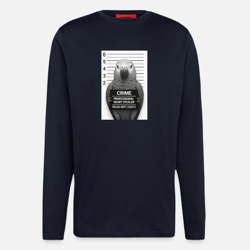Parrot in Interrogation – Heart Thief - Longsleeve - made by SPREAD  - DARK NAVY
