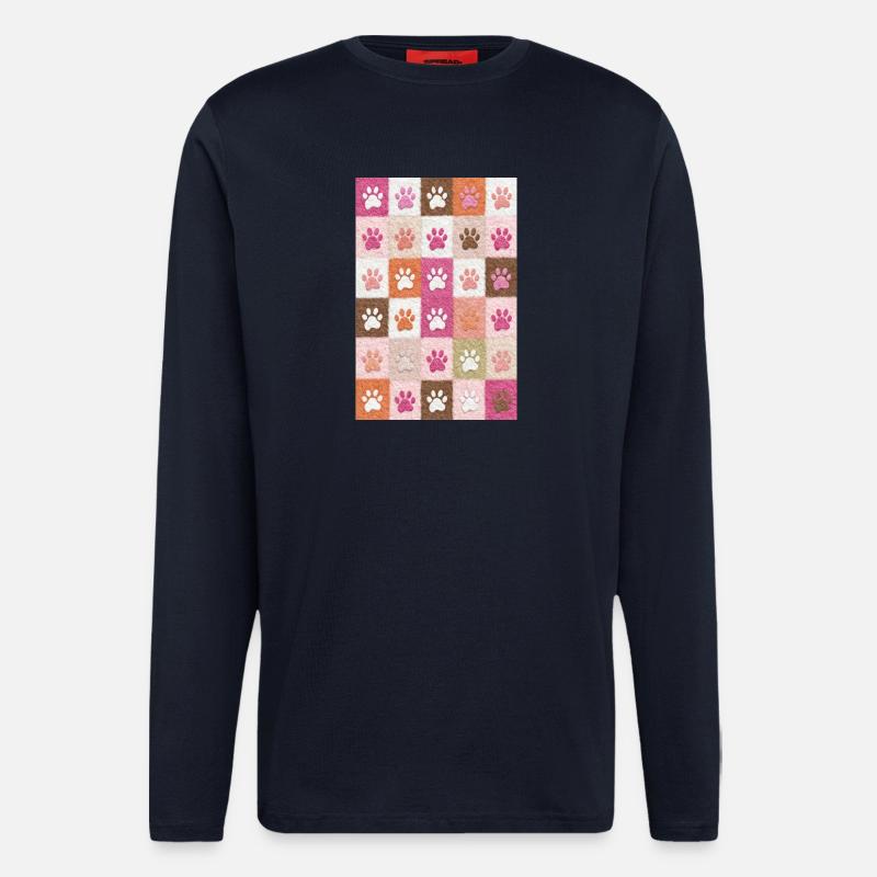 Pfotenabdruck-Patchwork-Plüschfelder - Langarmshirt - made by SPREAD  - DARK NAVY