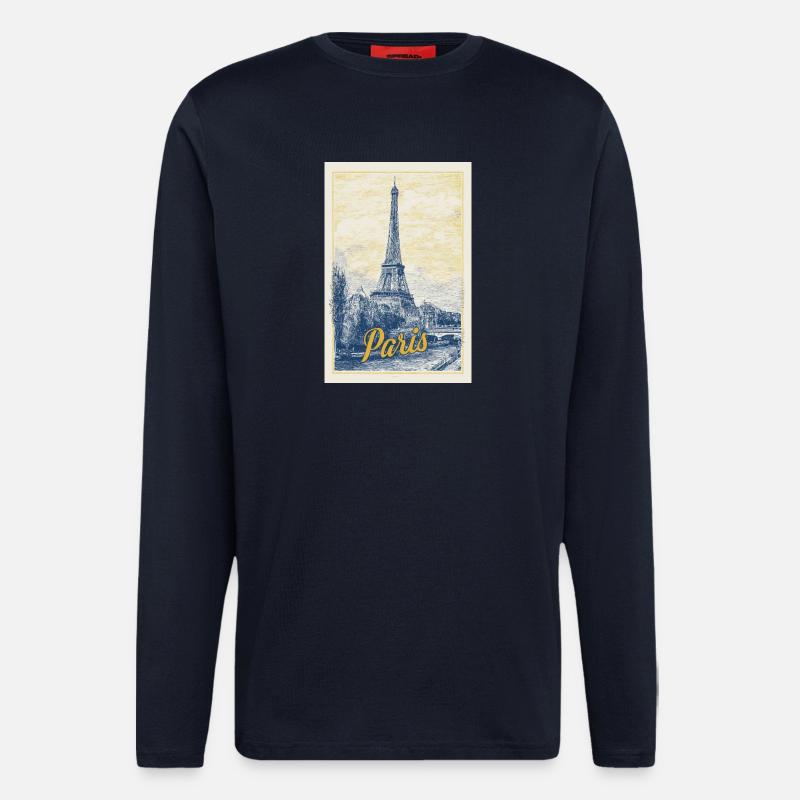 Pariser Eiffel-Bauplan - Langarmshirt - made by SPREAD  - DARK NAVY