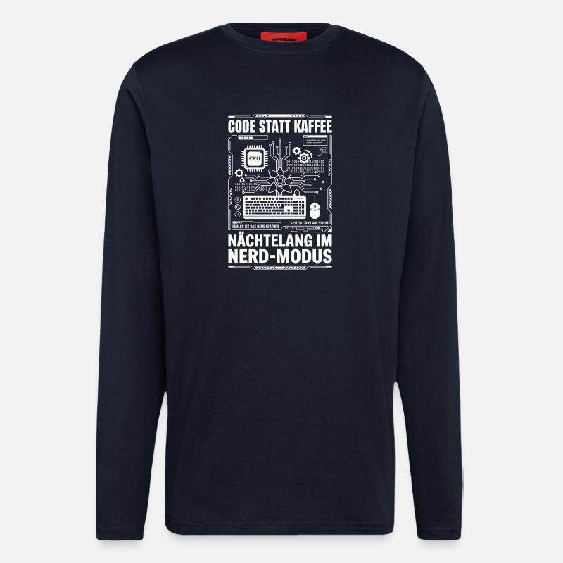 Code statt Kaffee Nerd-Modus - Langarmshirt - made by SPREAD  - DARK NAVY