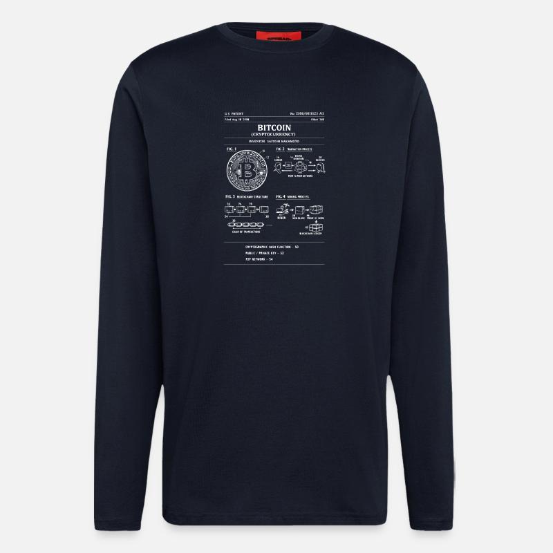 Bitcoin Schematic: Crypto Flow Diagram - Longsleeve - made by SPREAD  - DARK NAVY