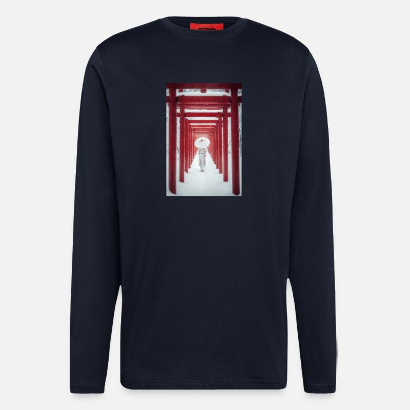 Roter Torii Schneepfad-Kimono - Langarmshirt - made by SPREAD  - DARK NAVY