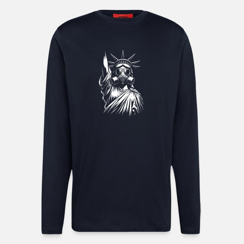 Freiheitsstatue mit Gasmasken-Design - Langarmshirt - made by SPREAD  - DARK NAVY