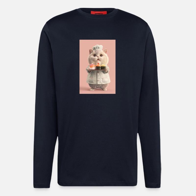 Pastel Sushi Chef Katze - Langarmshirt - made by SPREAD  - DARK NAVY